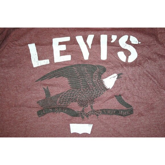 Levi's shirt mens small eagle long sleeve red burgundy - Picture 5 of 8